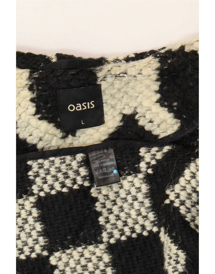 Oasis Damenmantel UK 16 Große schwarze geometrische Viskose