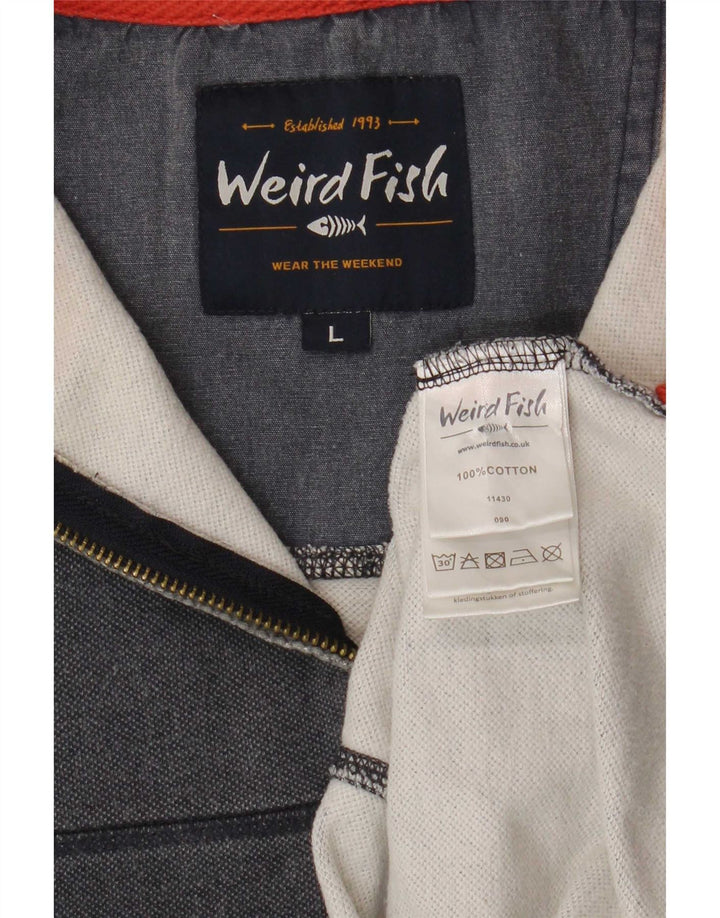 Weird Fish Herren-Sweatshirt mit Reißverschluss am Hals, groß, marineblau, Baumwolle