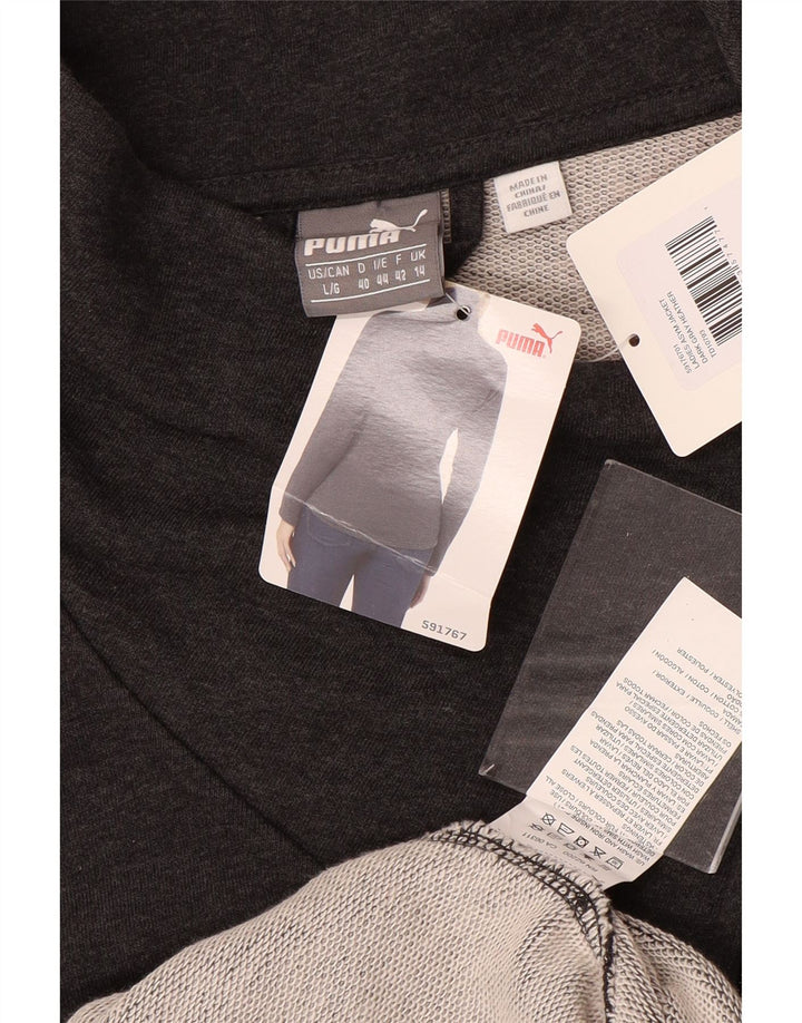 PUMA Damen-Trainingsanzug, Top-Jacke, UK 14, große graue Baumwolle