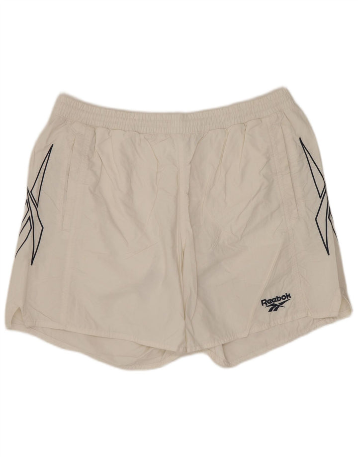 REEBOK Herren-Badeshorts mit klassischer Grafik, groß, aus weißem Polyester