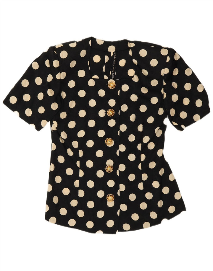 Vintage Damen Kurzärmliges 2-teiliges Rockset UK 12 Medium W28 Schwarz