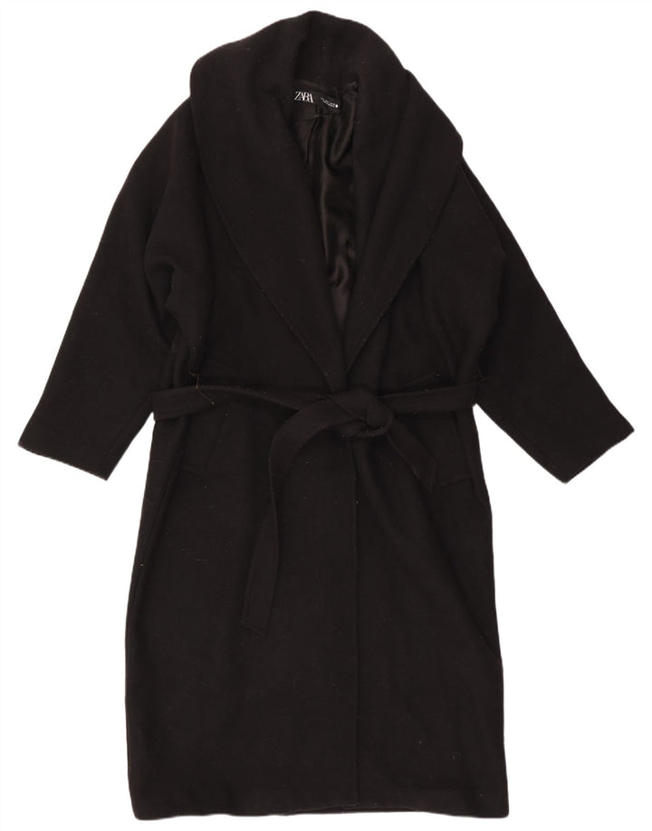 Zara Damen Mantel UK 14 Medium Schwarz