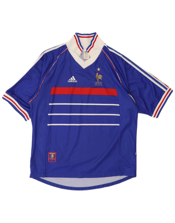 Adidas Herren Frankreich Home 1998 Fußballtrikot XL Blau Colourblock Polyester
