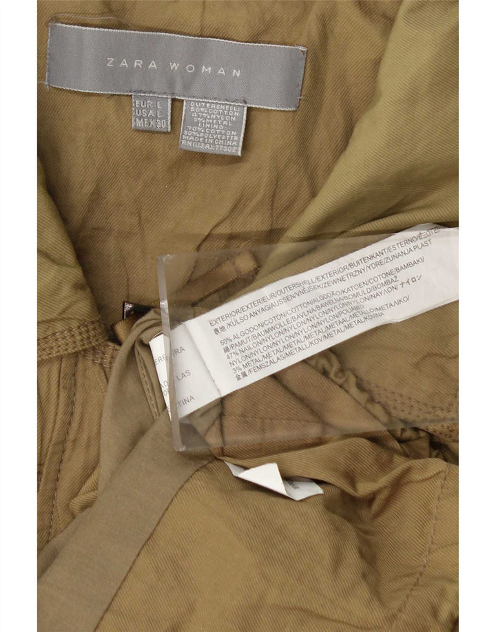 Zara Damen Utility-Jacke UK 16 Large Khaki Baumwolle