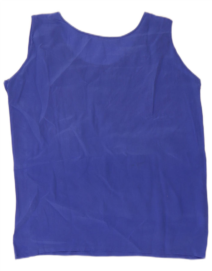 Vintage Damen Durchsichtiges Weste Top UK 8 Kleine blaue Seide