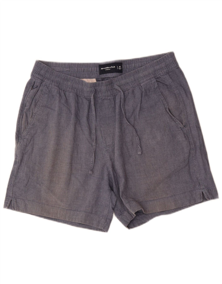 Abercrombie & Fitch Damen-Chinoshorts, Größe M, W32, Marineblau mit Hahnentrittmuster