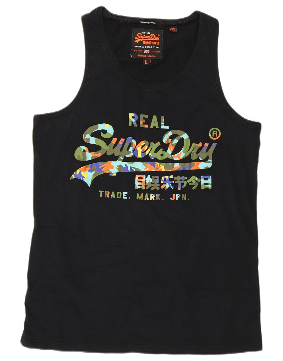 Superdry Herren Grafik-Trägershirt, Größe L, Schwarz, Baumwolle