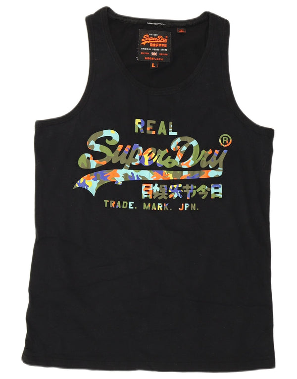 Superdry Herren Grafik-Trägershirt, Größe L, Schwarz, Baumwolle