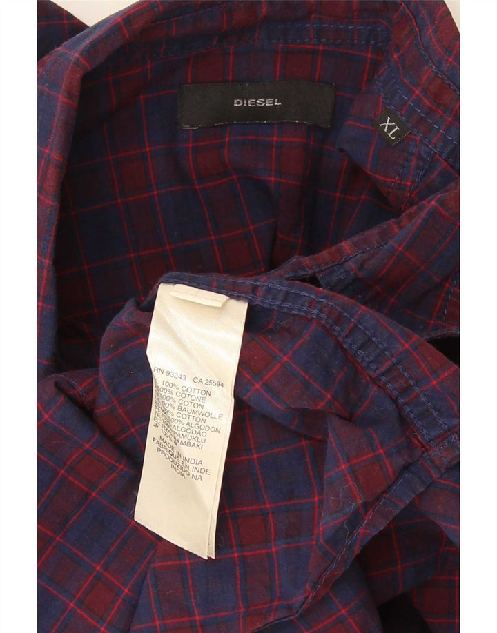 Diesel Herrenhemd XL, marineblau, kariert, Baumwolle
