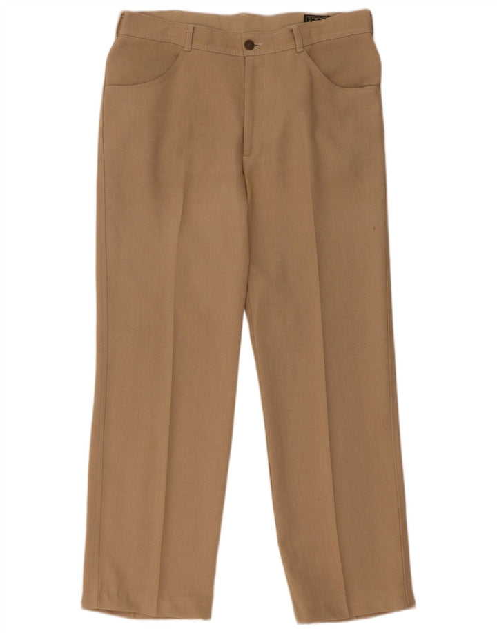 Farah Herren-Freizeithose, gerade, W34, L29, Beige, Polyester