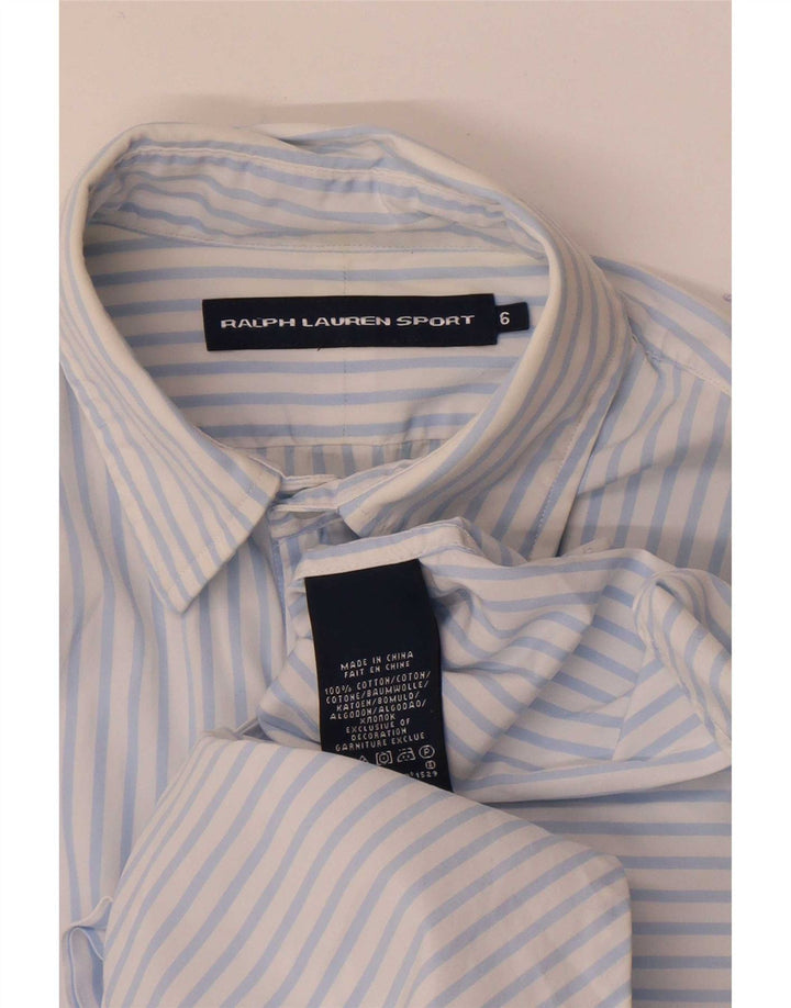 Ralph Lauren Damenhemd US 6 Mittelblaue Nadelstreifen-Baumwolle