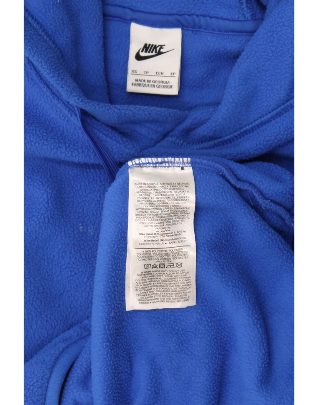 Nike Herren-Fleecepullover mit Kapuze, XS, blaues Polyester