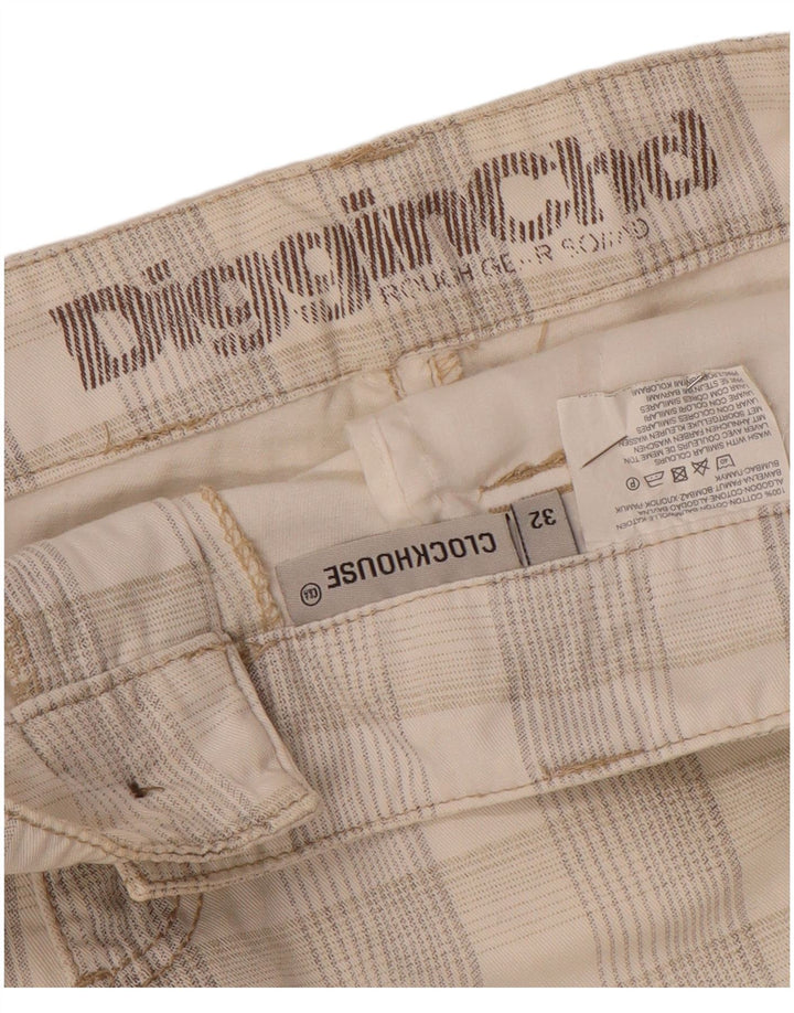 CLOCK HOUSE Herren-Cargoshorts W32 Mittelweiß karierte Baumwolle