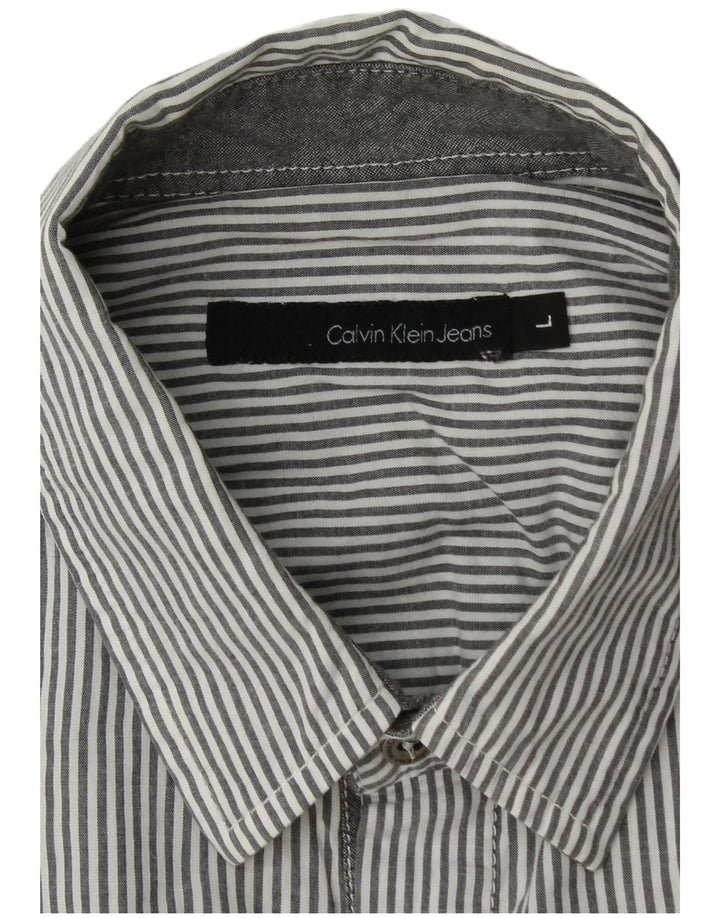 CALVIN KLEIN JEANS Herren Kurzarmhemd Large Grau gestreift