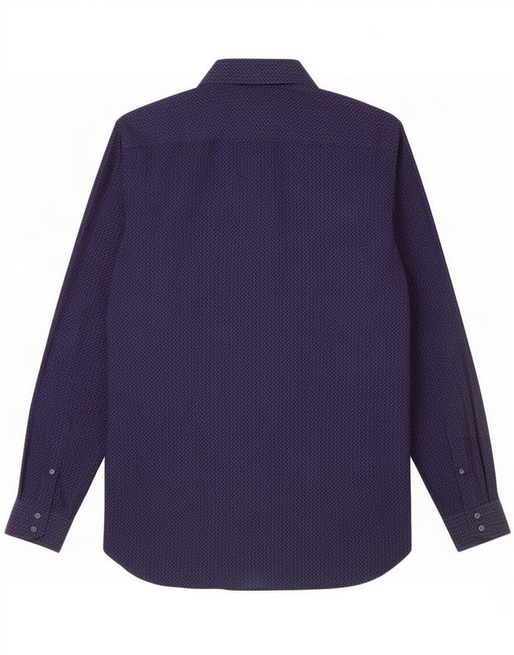 Ted Baker Herrenhemd, Größe 16, groß, marineblau, geometrische Baumwolle
