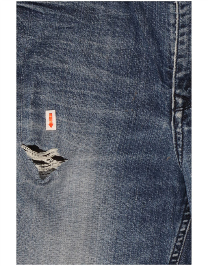 Calvin Klein Damen Distressed Bootcut Jeans W33 L29 Blaue Baumwolle
