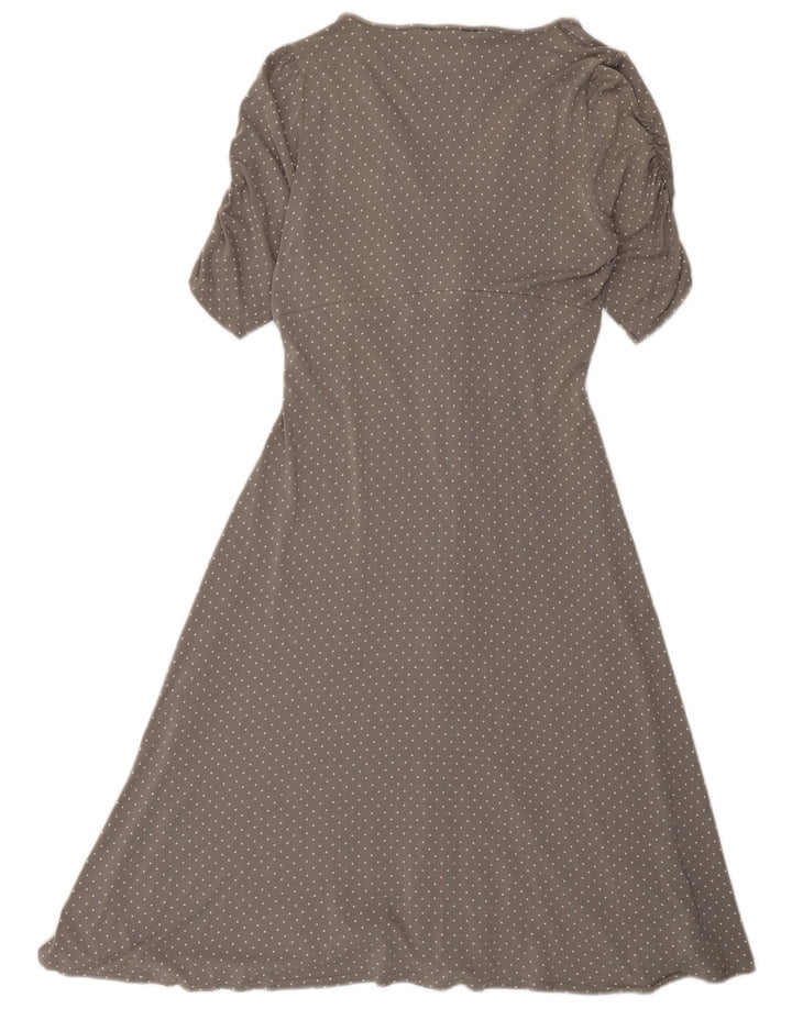 East Damen A-Linien-Kleid UK 14 Mittelgrau gefleckte Viskose