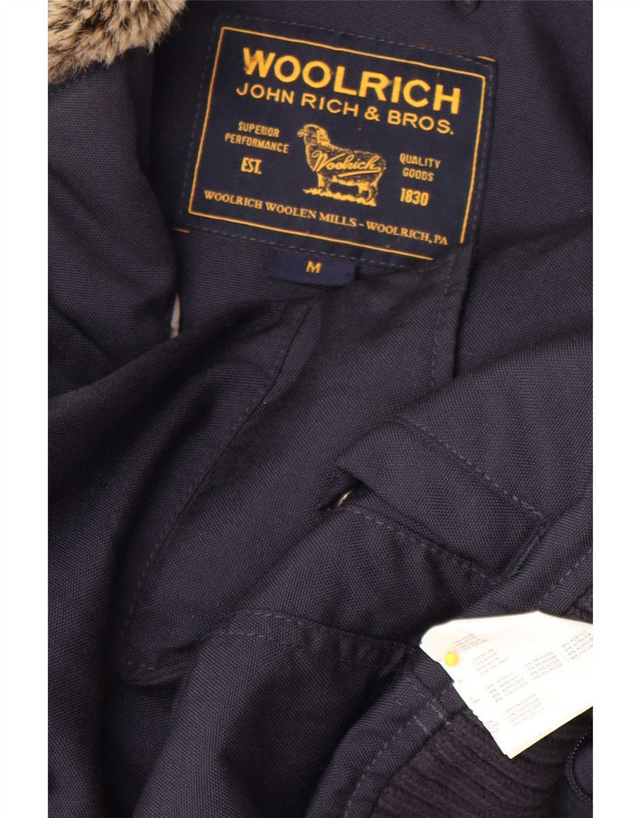 Woolrich Herren-Bomberjacke mit Kapuze, UK 38, mittelmarineblaues Nylon