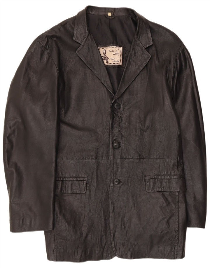 Paul & Wite Herren Lederjacke UK 44 2XL Schwarzes Leder