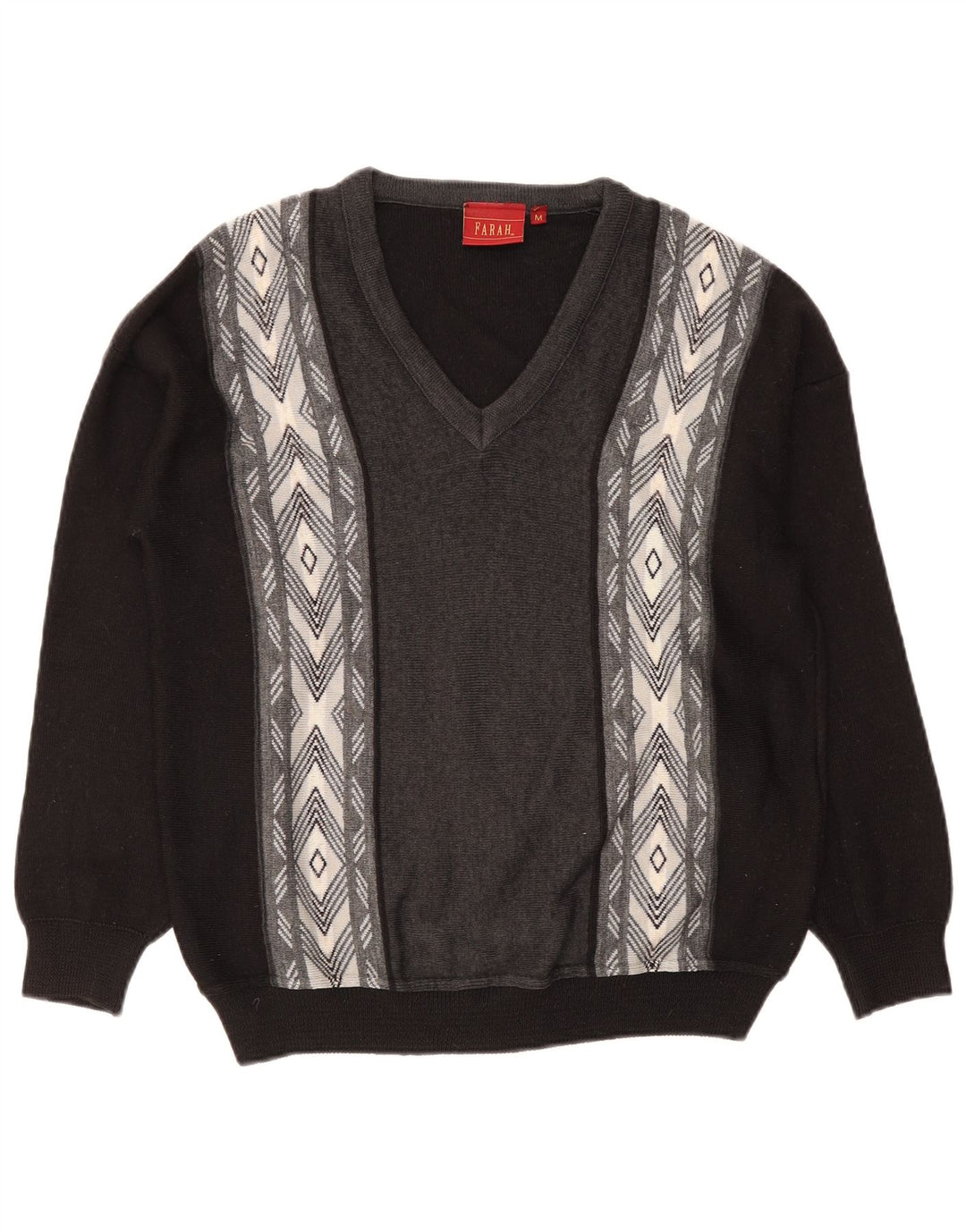 Farah Herren-Pullover mit V-Ausschnitt, Mittelschwarz, Farbblock-Acryl
