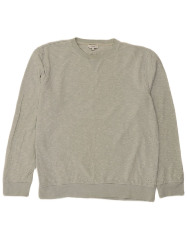Reiss Herren-Sweatshirt-Pullover XL, grau gefleckte Baumwolle