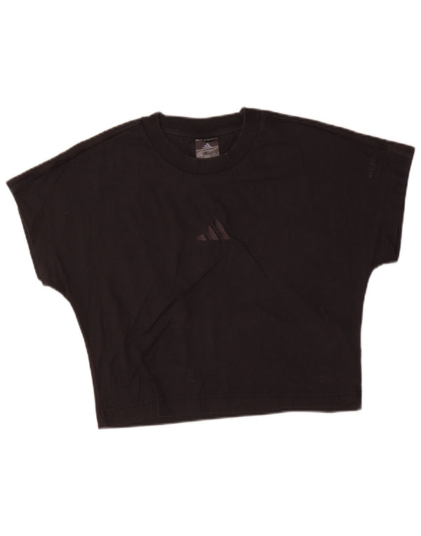 Adidas Damen Crop T-Shirt Top UK 8/10 Small Schwarz Baumwolle