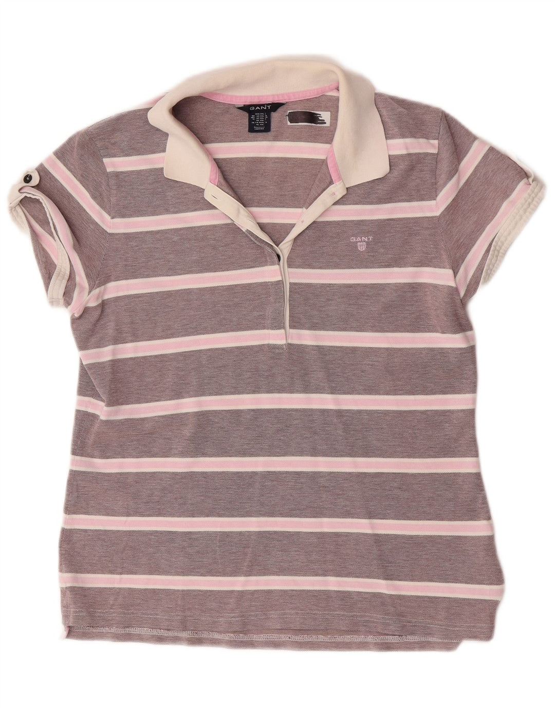 Gant Damen-Poloshirt mit normaler Passform, UK 20 2XL, grau gestreift, Baumwolle, klassisch