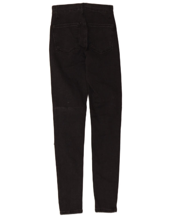Topshop Damen Joni Distressed Skinny Jeans W25 L28 Schwarze Baumwolle