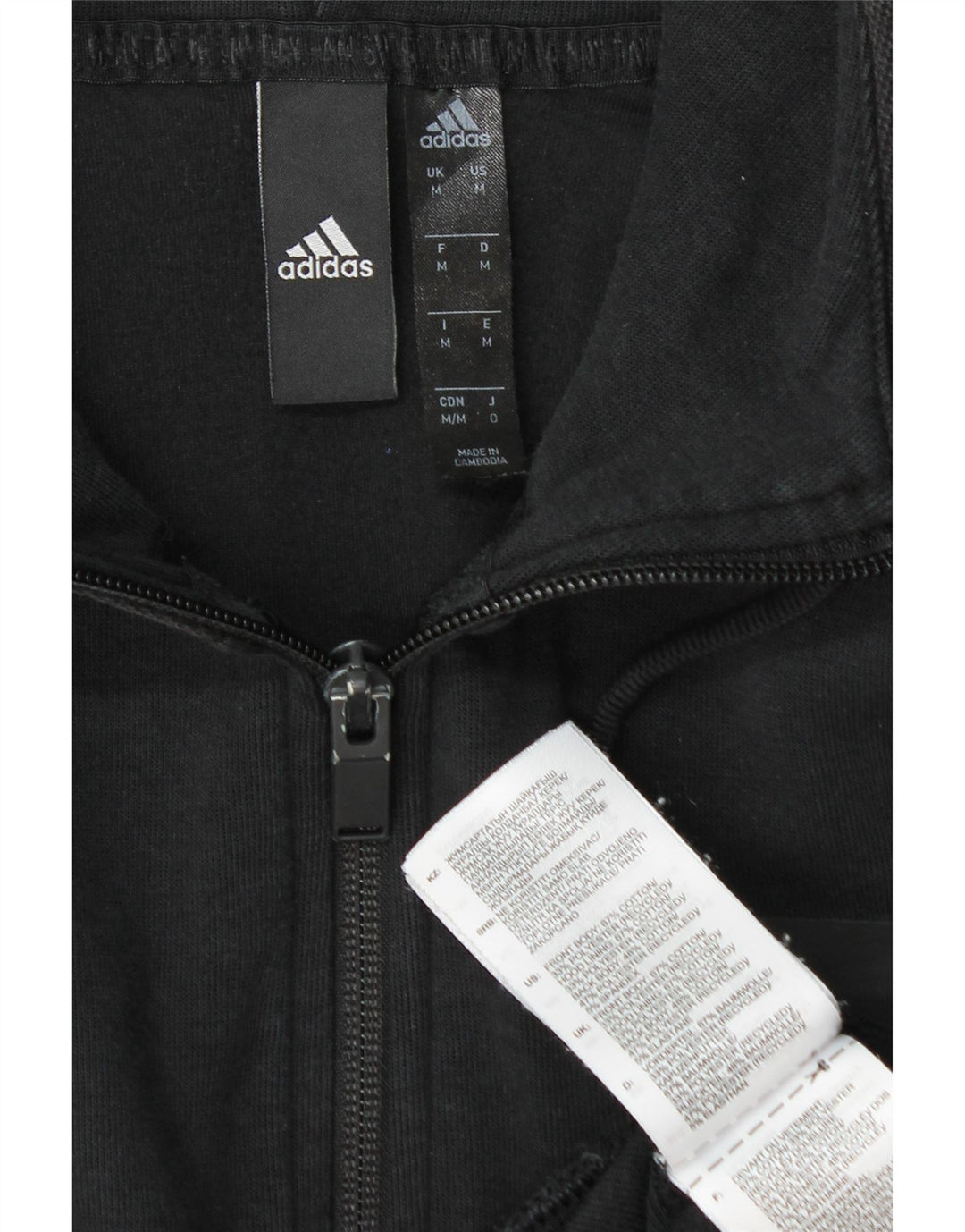 Adidas Herren-Kapuzenpullover mit Reißverschluss, mittelschwarz, Baumwolle