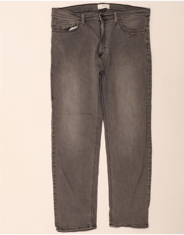 Marks & Spencer Herren Straight Jeans W38 L33 Graue Baumwolle