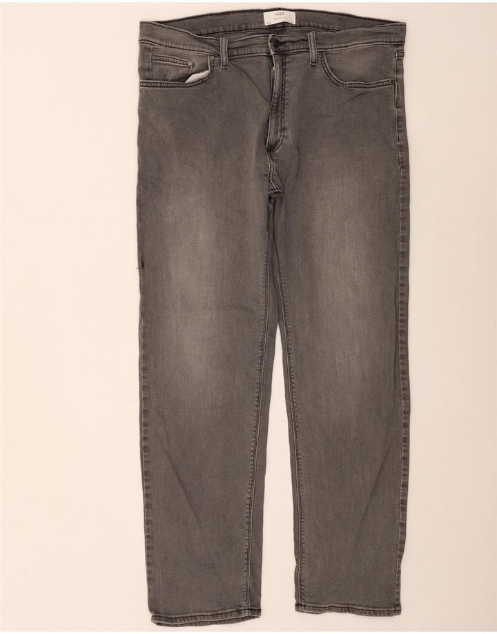 Marks & Spencer Herren Straight Jeans W38 L33 Graue Baumwolle