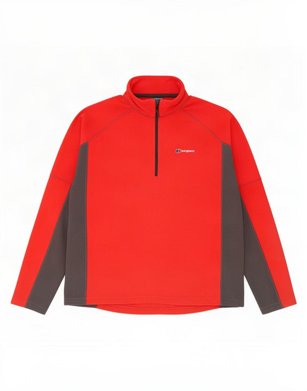 Berghaus Herren-Fleecepullover mit Reißverschluss, XL, Rot, Farbblock