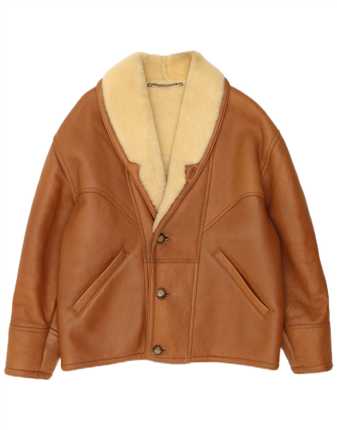 Vintage Herren Shearling Jacke IT 50 Großes braunes Shearling