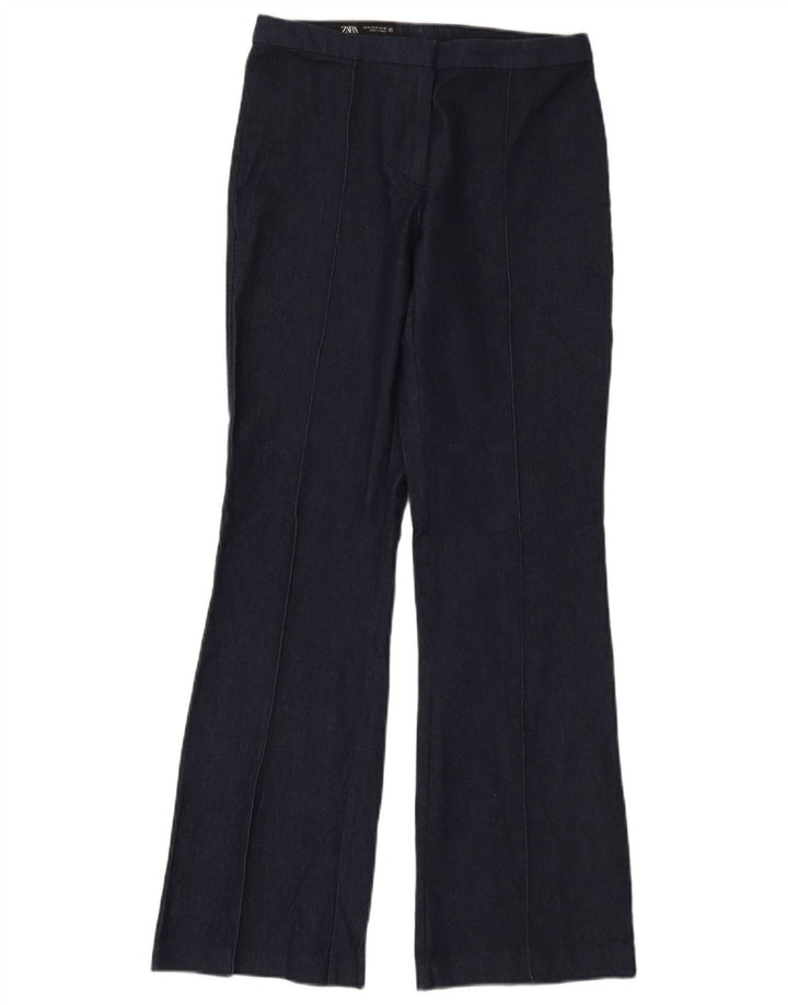 Zara Damen Bootcut-Hose, Größe M, W28, L32, Marineblau, Baumwolle