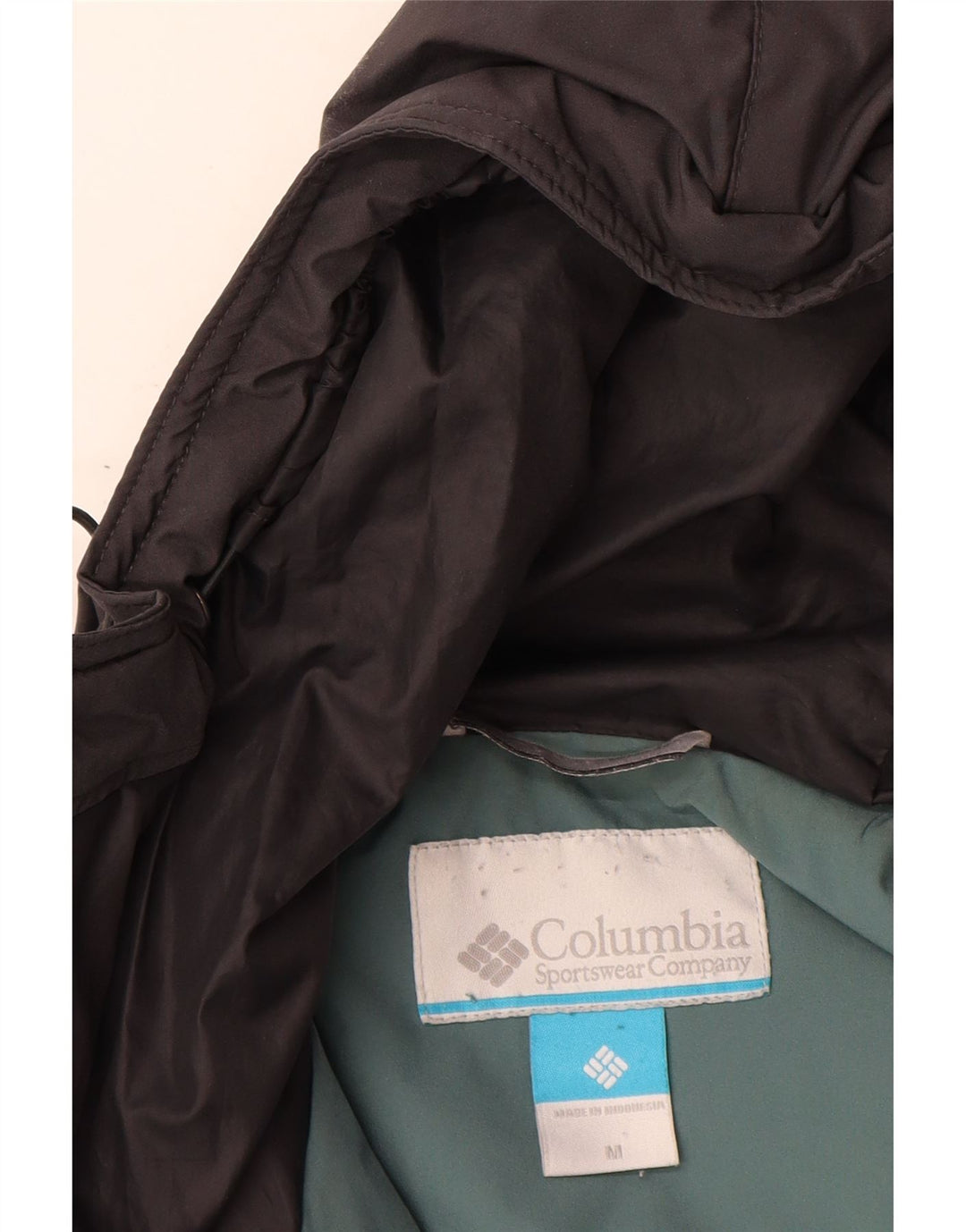 COLUMBIA Wattierter Herrenmantel mit Kapuze, UK 38, mittelblaues Farbblock-Polyester
