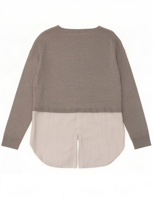 Zara Damen Langarm-Tunika-Oberteil UK 10 Small Graues Colourblock-Polyester