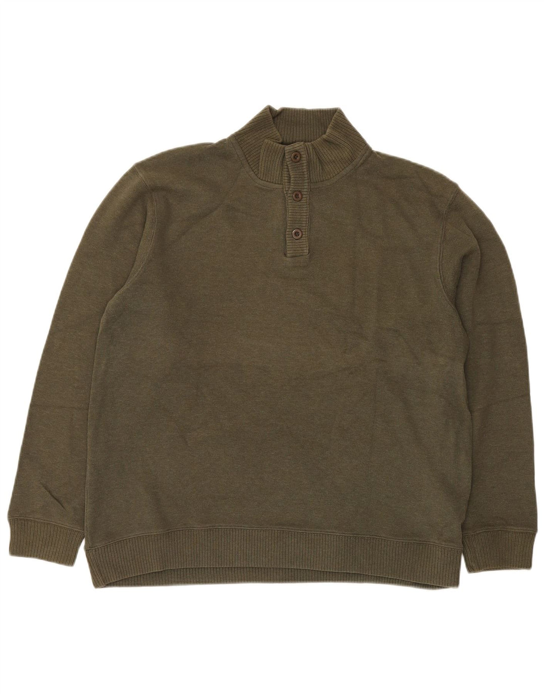 EDDIE BAUER Herren-Pullover mit Knopfkragen, mittlere Khaki-Baumwolle