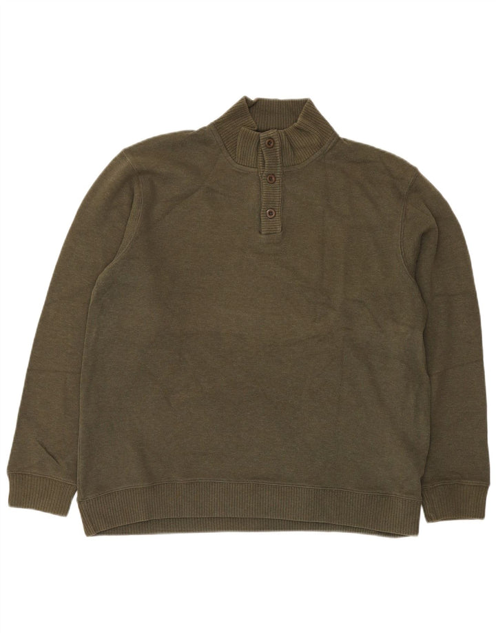 EDDIE BAUER Herren-Pullover mit Knopfkragen, mittlere Khaki-Baumwolle