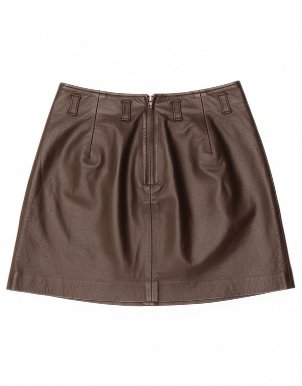 Vintage Damen Mini Lederrock IT 40 Small W26 Braunes Leder