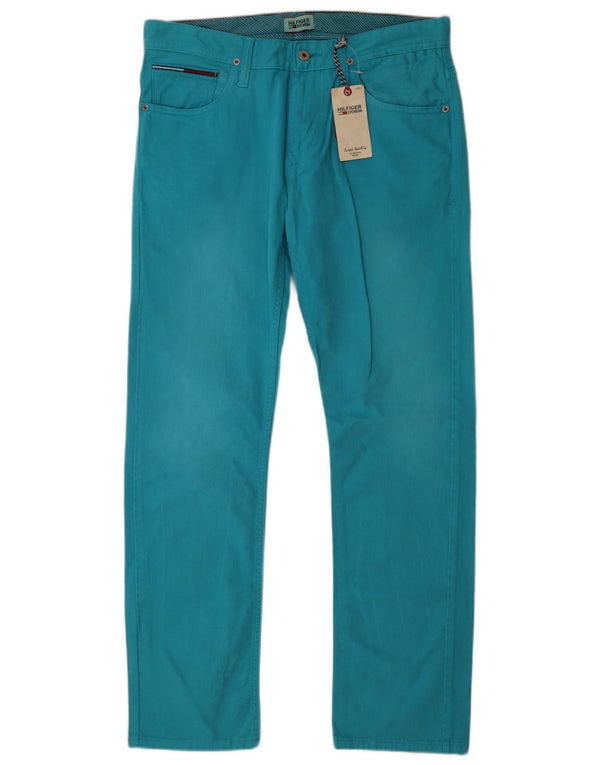 TOMMY HILFIGER Herren Straight Jeans W33 L32 Türkis Baumwolle