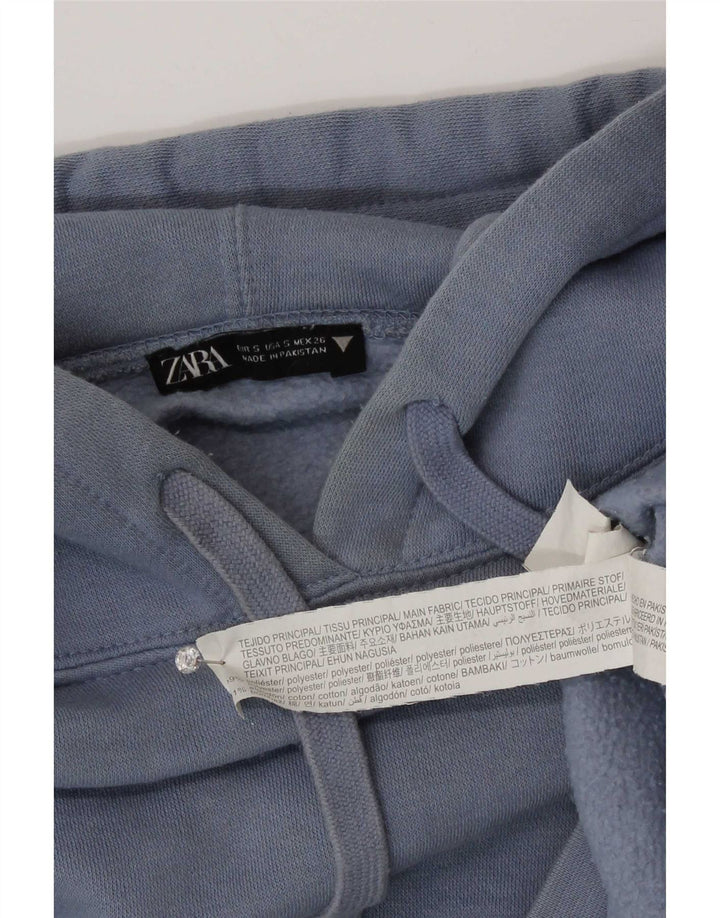 Zara Damen Übergroßer Kapuzenpullover UK 10 Small Blau Polyester