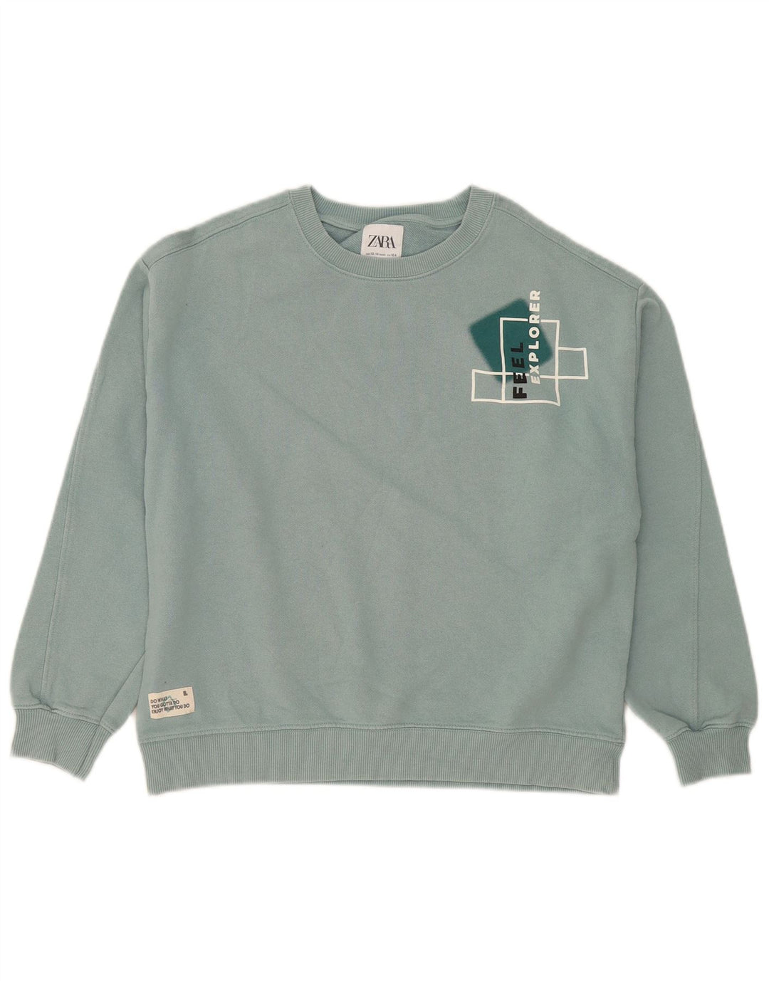 Zara Jungen-Sweatshirt mit Grafik, 13–14 Jahre, blaue Baumwolle