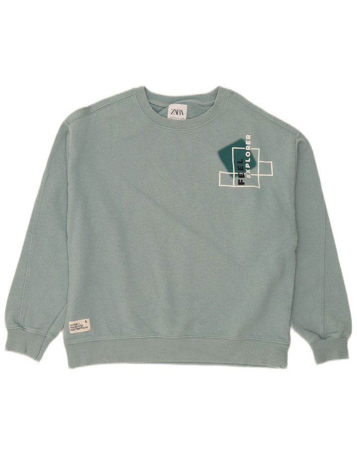 Zara Jungen-Sweatshirt mit Grafik, 13–14 Jahre, blaue Baumwolle