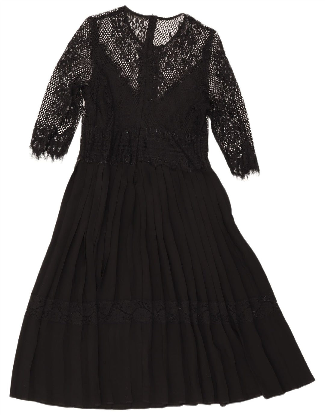 Zara Damen-Maxikleid mit 3/4-Ärmeln, UK-Größe 44, Größe L, Schwarz, Polyamid