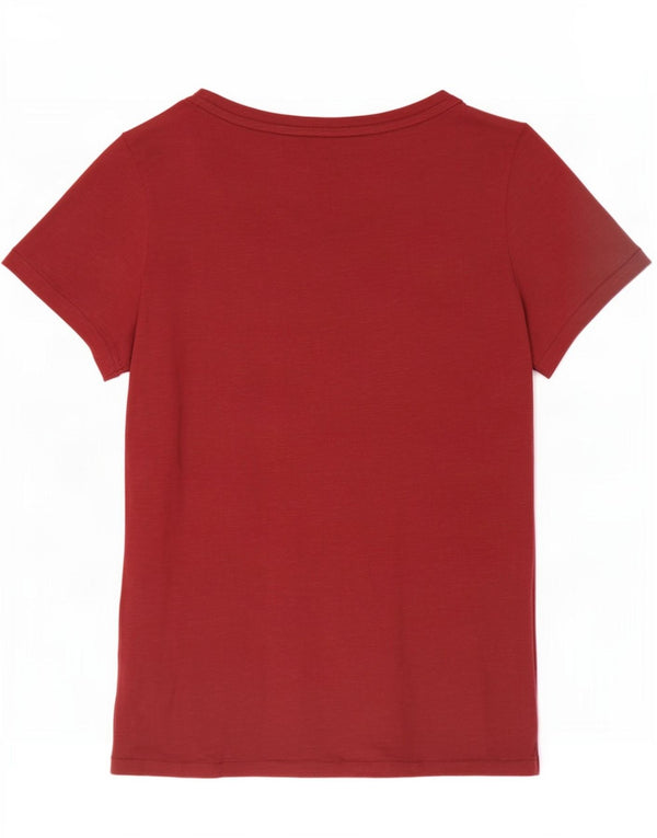 Fat Face Womens Graphic T-Shirt Top UK 8 Small Burgundy Cotton