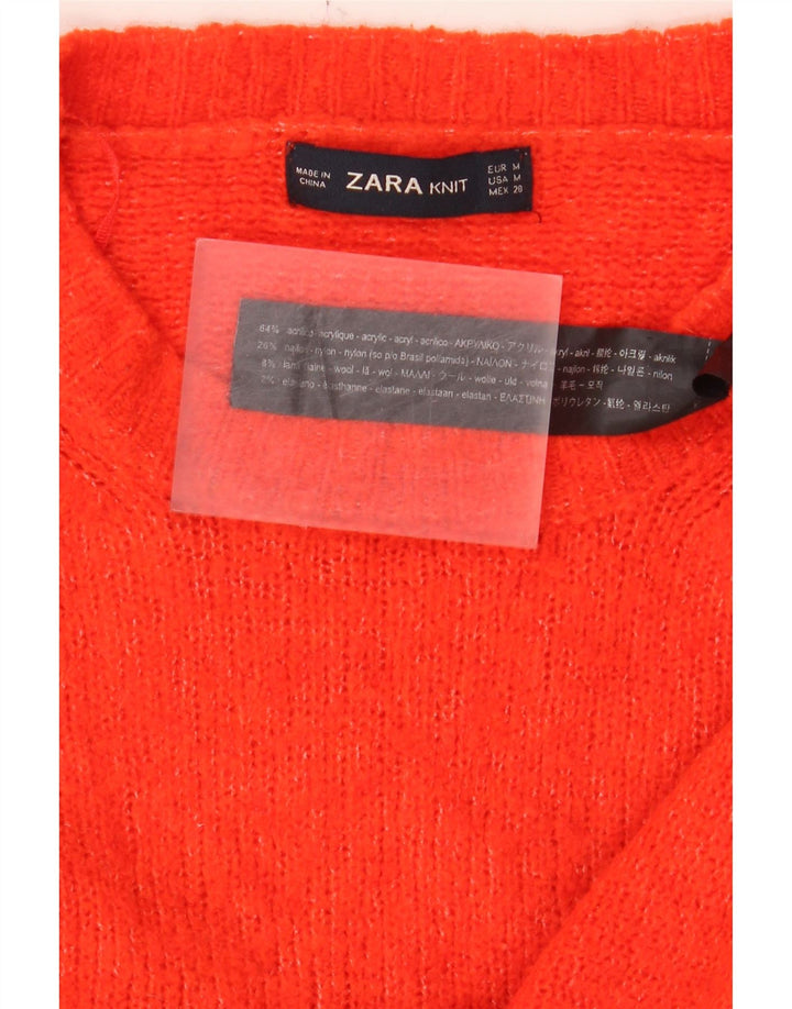 Langer, übergroßer Pullover mit Rundhalsausschnitt für Damen von Zara, Gr. 14, mittelrot