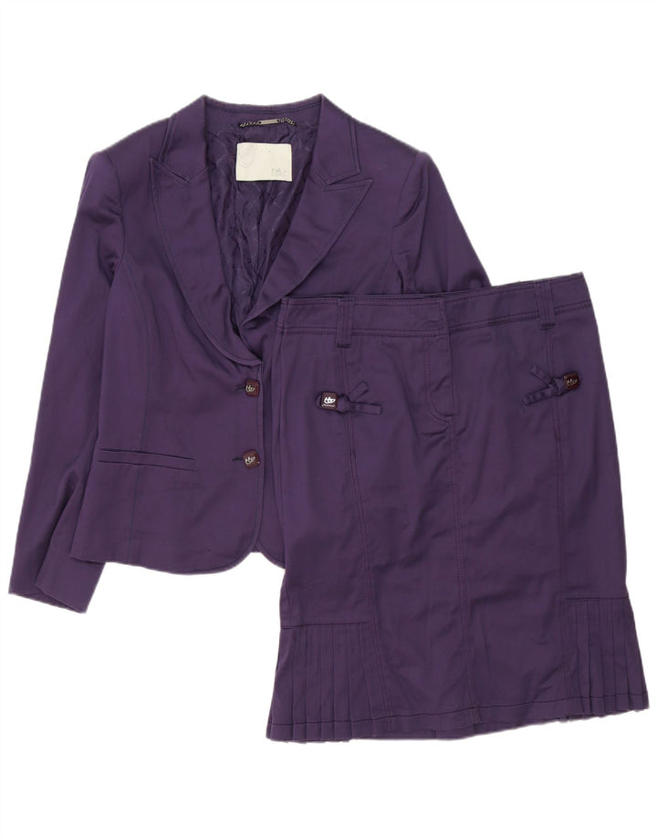 Byblos Damen 2-Knopf-Rock-Set US 12 Large W32 Lila Baumwolle