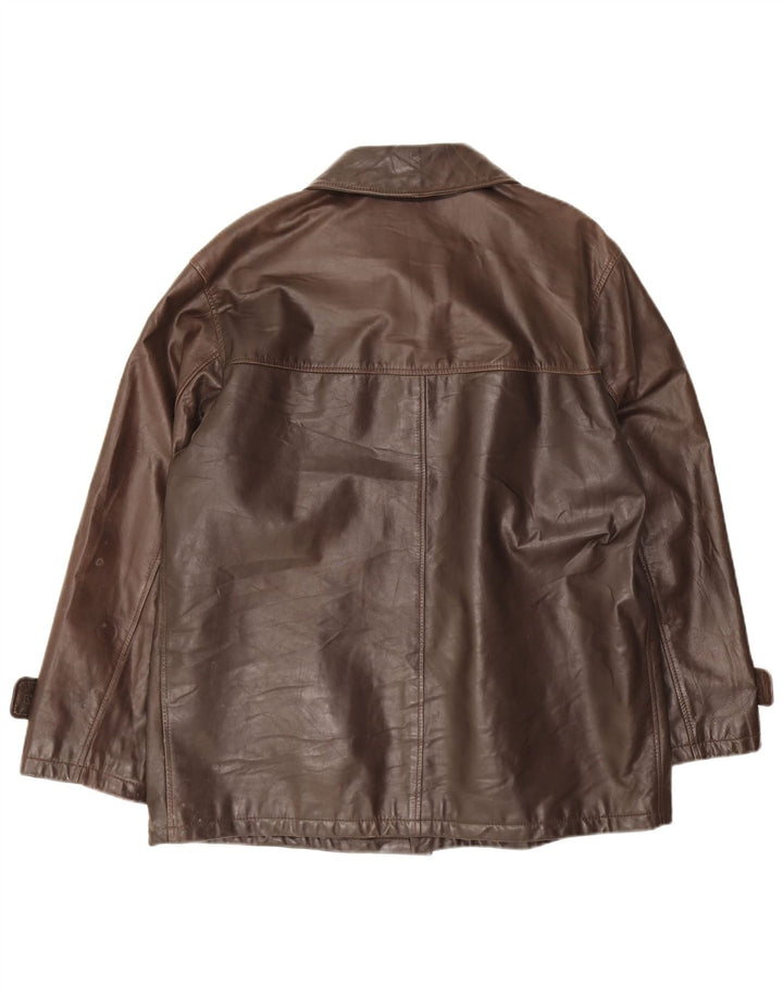 Vintage Herren Loose Fit Lederjacke IT 48 Mittelbraunes Leder