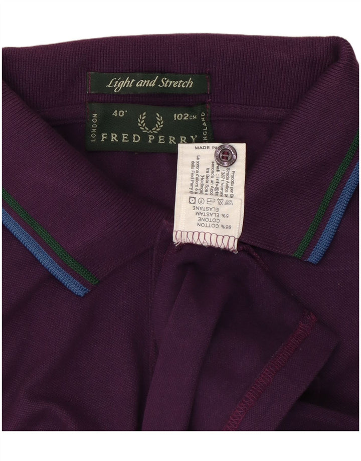 FRED PERRY Leichtes und dehnbares Herren-Poloshirt mit langen Ärmeln, Größe S, Lila