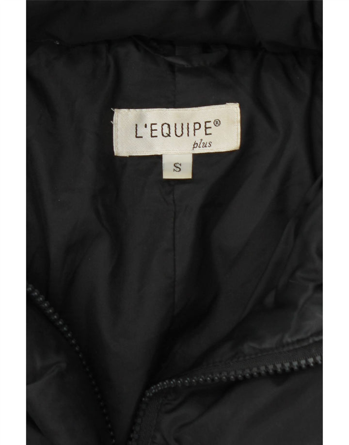 L'EQUIPE Wattierter Damenmantel mit Kapuze, UK 10, Größe S, Schwarz